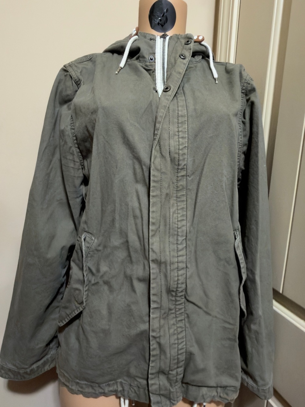 Divided Olive Hooded Military-Style Field Jacket